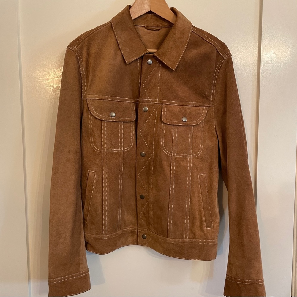 Vince Brown Suede Trucker Jacket